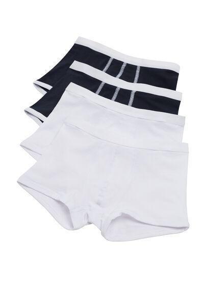 بوكسر قطن مطاطي عبوة من 4 أبيض, , large image number 0