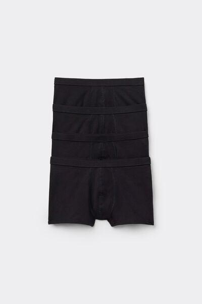 Black Basic Cotton Boxers, Set Of 4, Kids Boys, Black, large image number 0