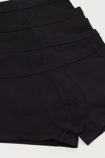 Black Basic Cotton Boxers, Set Of 4, Kids Boys, Black, large image number 2