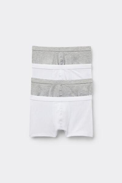White / Grey Basic Cotton Boxers, Set Of 4, Kids Boys, 5701_700Y, medium