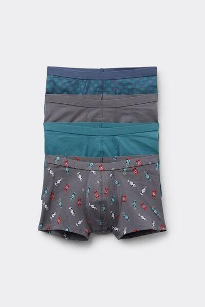 Grey Printed Cotton Boxers, Set Of 4, Kids Boys, 5701_276Z, large image number 0