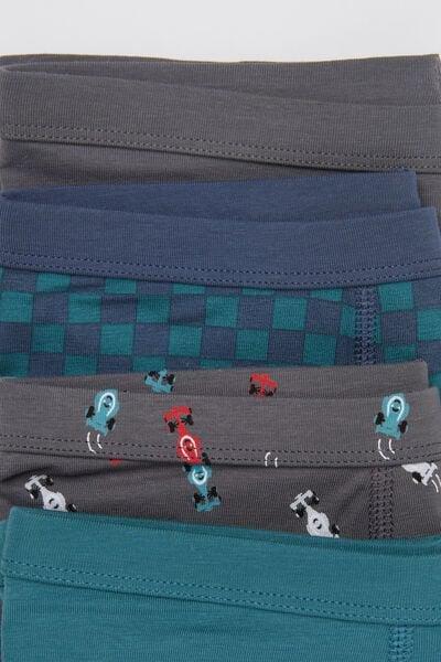 Grey Printed Cotton Boxers, Set Of 4, Kids Boys, 5701_276Z, large image number 2