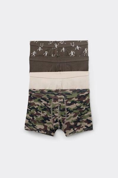 Brown / Beige Printed Cotton Boxers, Set Of 4, Kids Boys, 5701_391Z, medium