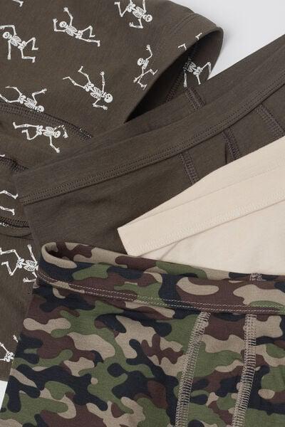 Brown / Beige Printed Cotton Boxers, Set Of 4, Kids Boys, 5701_391Z, medium
