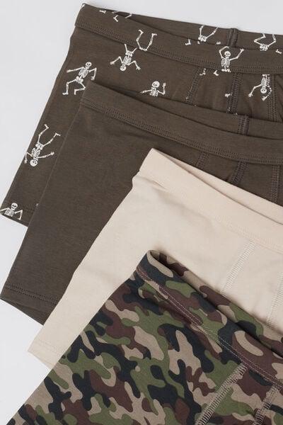 Brown / Beige Printed Cotton Boxers, Set Of 4, Kids Boys, 5701_391Z, medium
