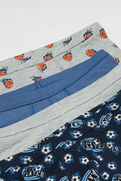 Black / Grey Printed Cotton Boxers, Set Of 4, Kids Boys, 5701_621Y, large image number 1