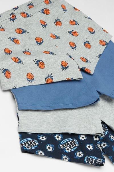 Black / Grey Printed Cotton Boxers, Set Of 4, Kids Boys, 5701_621Y, large image number 2