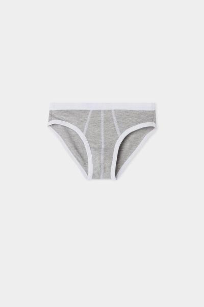 Grey Basic Cotton Briefs, Kids Boys, Light Grey Blend, large image number 0