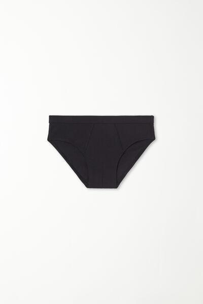 Black Basic Cotton Briefs, Kids Boys, , large image number 0