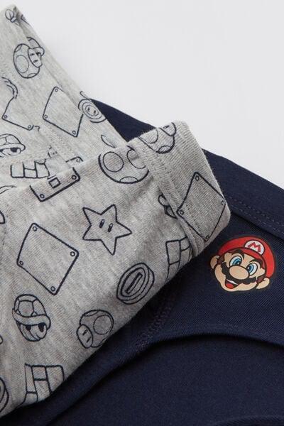 Navy / Grey Super Mario Print Cotton Briefs, Set Of 2, Kids Boys, 5701_834Y, large image number 2
