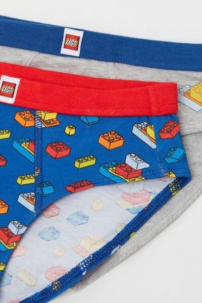 Blue / Grey Lego Print Cotton Briefs, Set Of 2, Kids Boys, 5701_832Y, medium