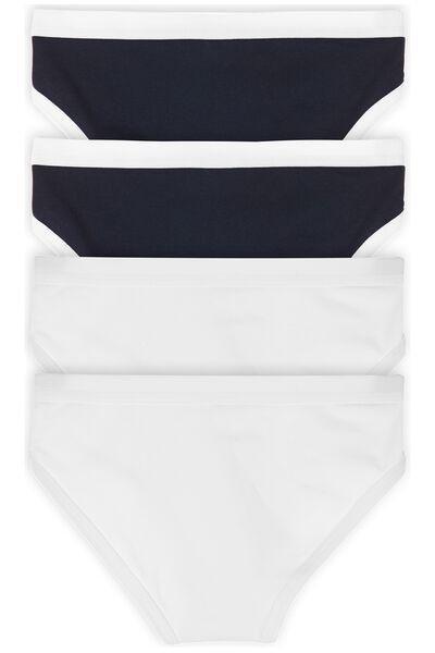 Multicolour Stretch Cotton Briefs, Set Of 4, White/blue, large image number 1