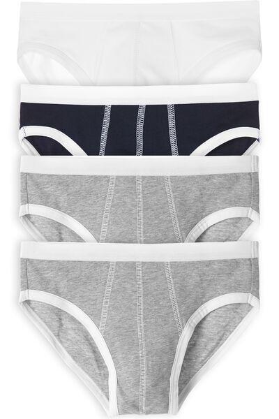 Multicolour Stretch Cotton Briefs, Set Of 4, Grey/white/blue, large image number 0