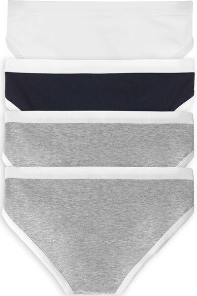 Multicolour Stretch Cotton Briefs, Set Of 4, Grey/white/blue, large image number 1