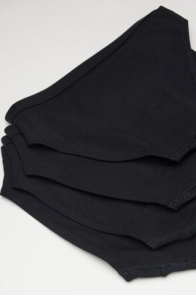 Black Basic Cotton Briefs, Set Of 4, Kids Boys, Black, medium