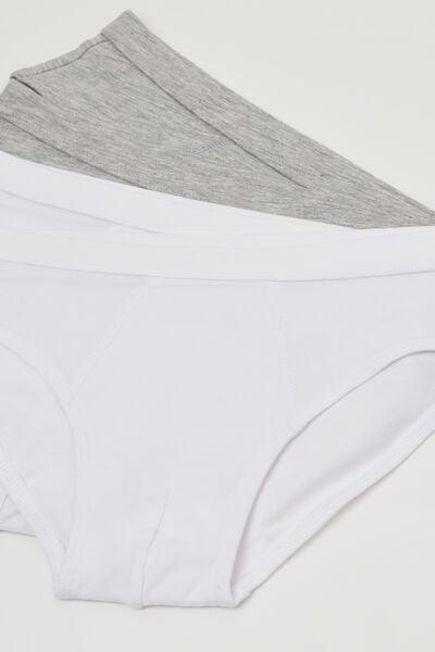 White / Grey Basic Cotton Briefs, Set Of 4, Kids Boys, 5701_700Y, medium