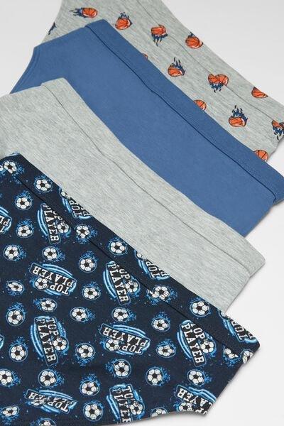 Blue Cotton Balls Printed Briefs, Set Of 4, Kids Boys, 5701_621Y, large image number 1