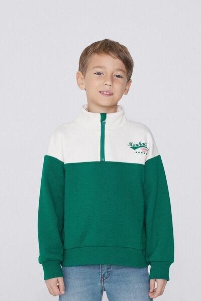 Green High-Neck Sweatshirt, Kids Boys, 5701_507W, large image number 1