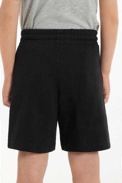 Black Fleeced Shorts, Kids Boys, Black, medium