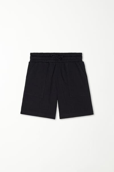 Black Fleeced Shorts, Kids Boys, Black, large image number 4