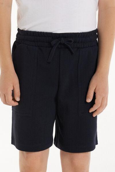 Navy Fleeced Shorts, Kids Boys, Deep Blue, medium