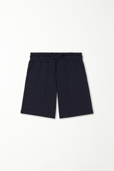 Navy Fleeced Shorts, Kids Boys, Deep Blue, large image number 4