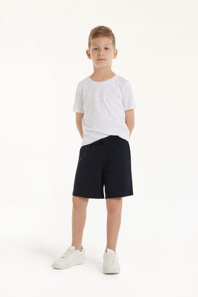 Navy Fleeced Shorts, Kids Boys, Deep Blue, large image number 6