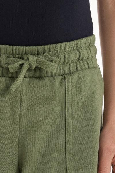 Green Fleeced Solid Shorts, Kids Boys, , large image number 3