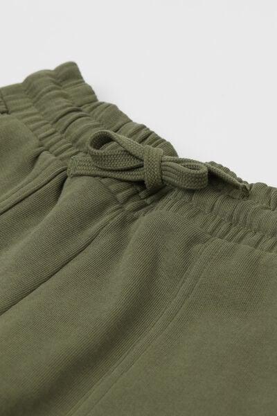 Green Fleeced Solid Shorts, Kids Boys, 5701_580W, large image number 5