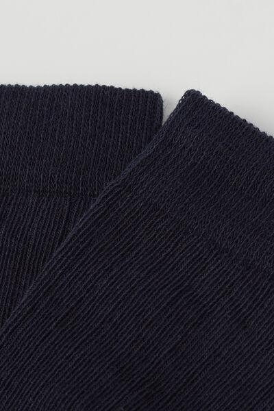 Navy Ribbed Cotton Socks, Kids Boys, Deep Blue, medium