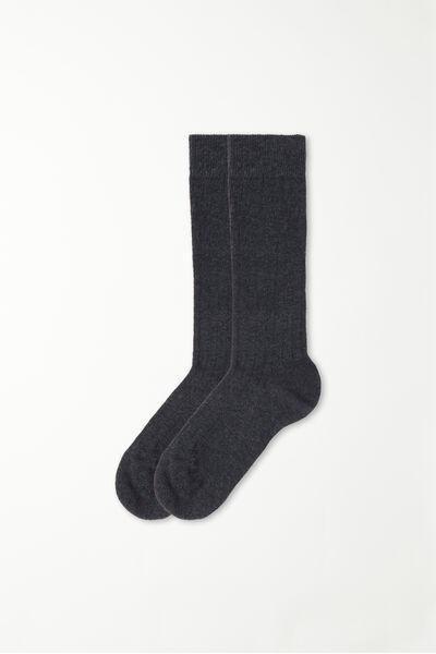 Grey Long Ribbed Socks, Kids Boys, , large image number 0