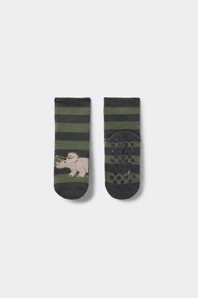 Green Short Non-Slip Patterned Socks, Kids Boys, 5701_714Z, medium