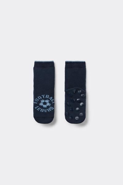 Navy Short Non-Slip Patterned Socks, Kids Boys, 5701_715Z, medium
