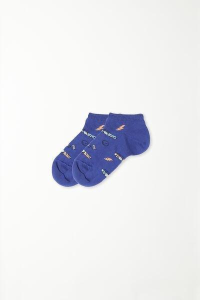 Tezenis - Blue Patterned Cotton Trainer Socks, Kids Boys