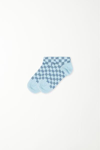 Tezenis - Blue Patterned Cotton Trainer Socks, Kids Boys
