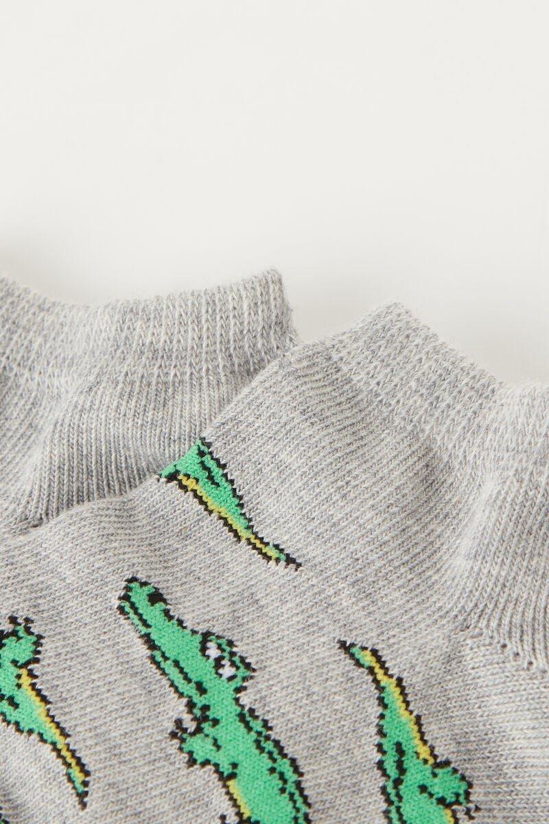 Tezenis - Grey Patterned Cotton Trainer Socks, Kids Boys