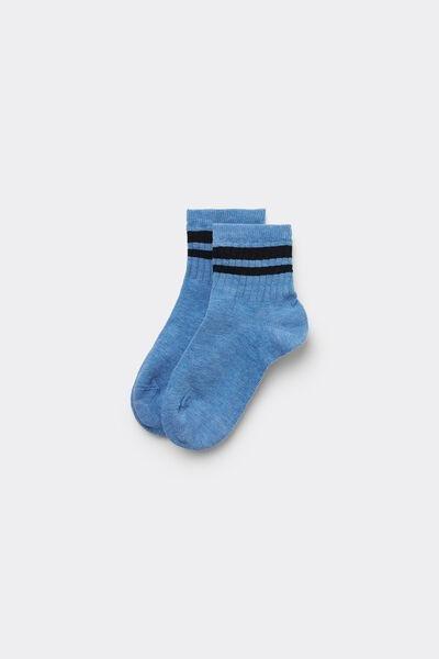 Blue Ribbed Short Socks, Kids Boys, 5701_153Y, large image number 0