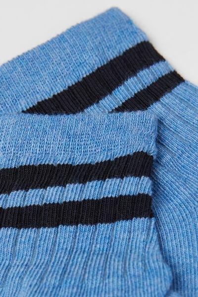 Blue Ribbed Short Socks, Kids Boys, 5701_153Y, medium