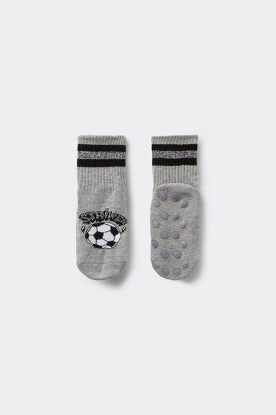 Grey Patterned Non-Slip Cotton Socks, Kids Boys, 5701_397Z, medium
