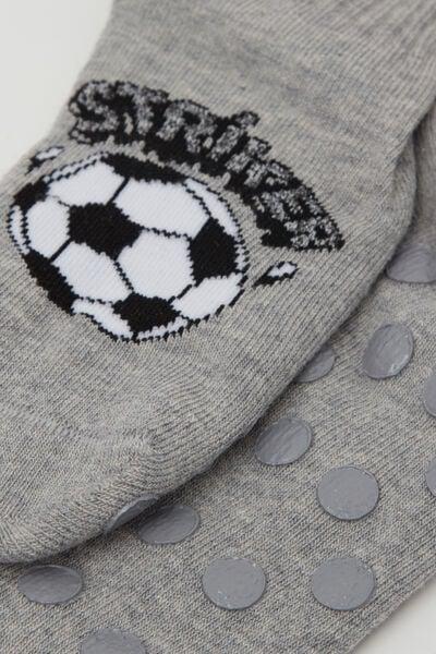 Grey Patterned Non-Slip Cotton Socks, Kids Boys, 5701_397Z, large image number 1
