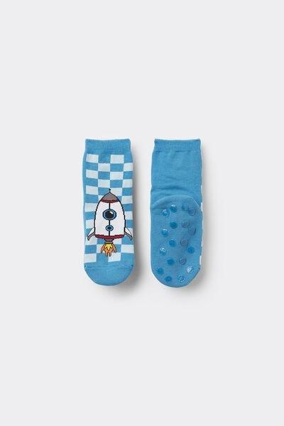 Blue Non-Slip Socks, Kids Boys, , large image number 0
