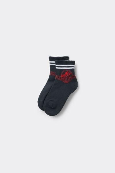 Black Jurassic World Short Sports Socks, Kids Boys, , large image number 0