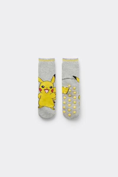 Grey Pokemon Print Non-Slip Socks, Kids Boys, , large image number 0