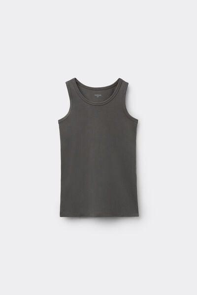 Green Basic Cotton Camisole, Kids Unisex, 5701_057Z, medium