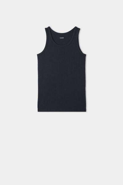 Blue Wide Shoulder Straps Cotton Camisole, Kids Unisex, , large image number 0