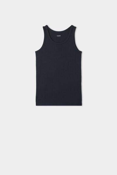 Tezenis - Blue Wide Shoulder Straps Cotton Camisole, Kids Unisex