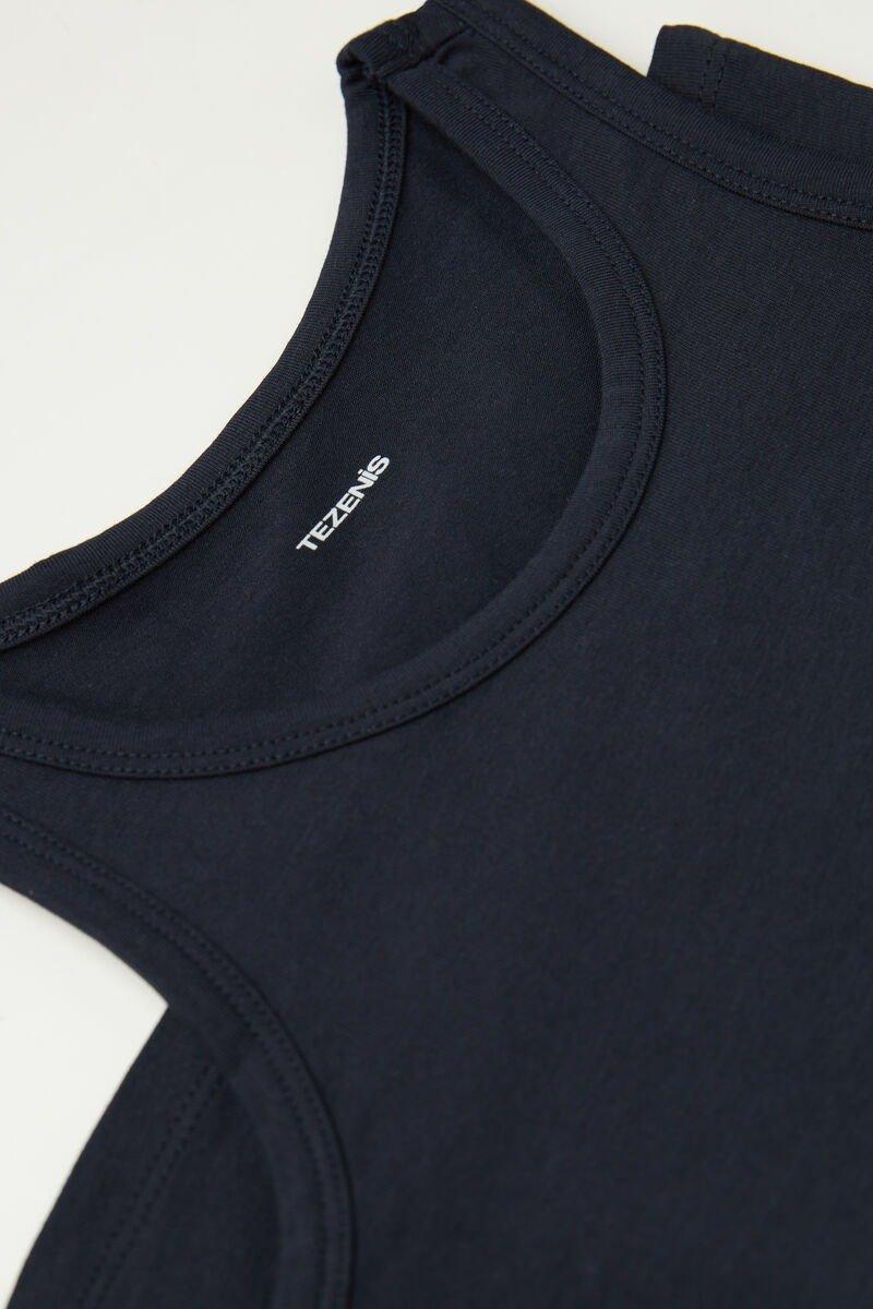 Blue Wide Shoulder Straps Cotton Camisole, Kids Unisex, , large image number 1