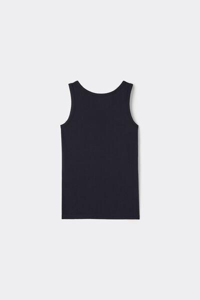 Blue Wide Shoulder Straps Camisole, Kids Boys, Deep Blue, large image number 4