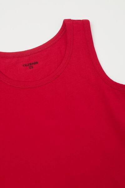 Red Basic Wide Straps Top, Kids Unisex, 5701_873V, medium