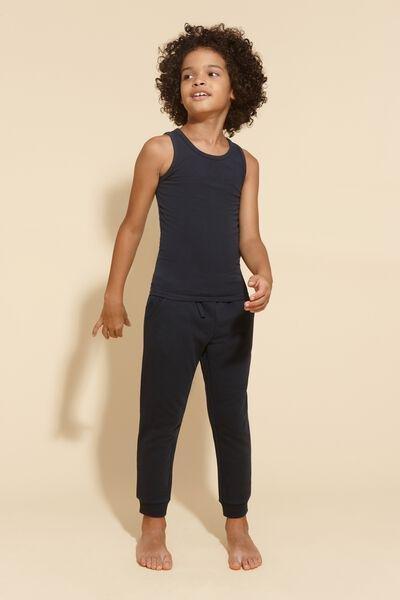 Blue Wide-Strap Thermal Cotton Vest Top, , large image number 0